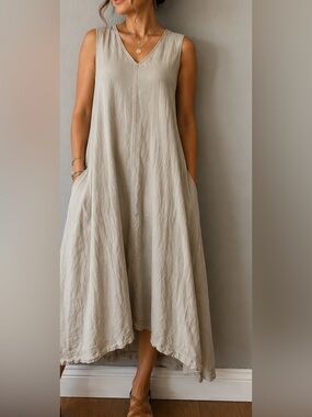 Uniqlo | Dresses | Uniqlo Linen Blend Square Neck Dress | Poshmark